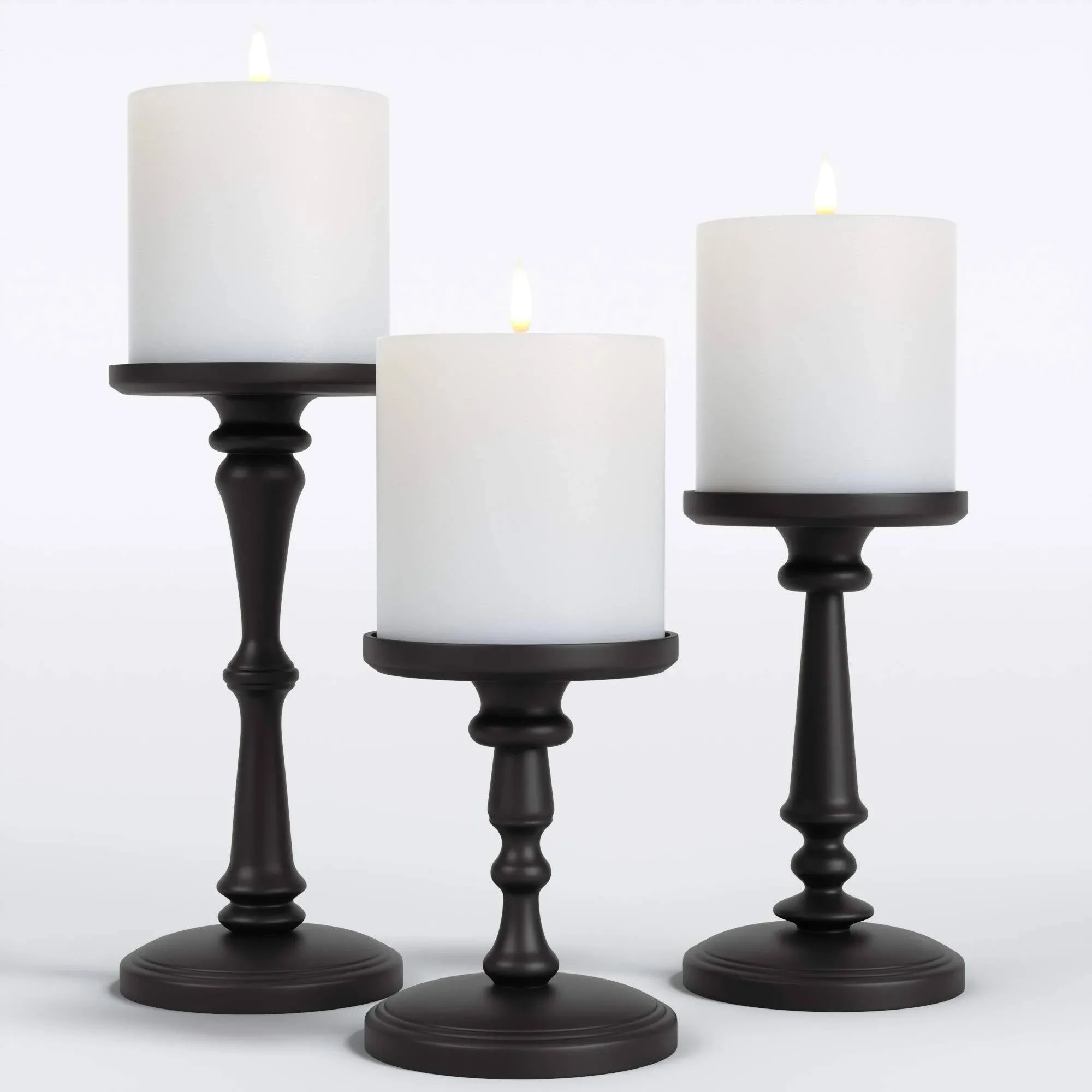 Candlestick Holders - Matte Black - Set of 3