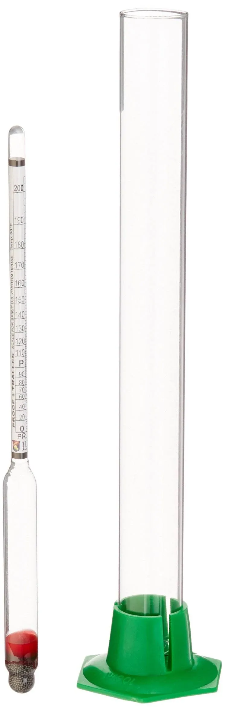 Proof and Tralle Hydrometer with Glass Test Jar