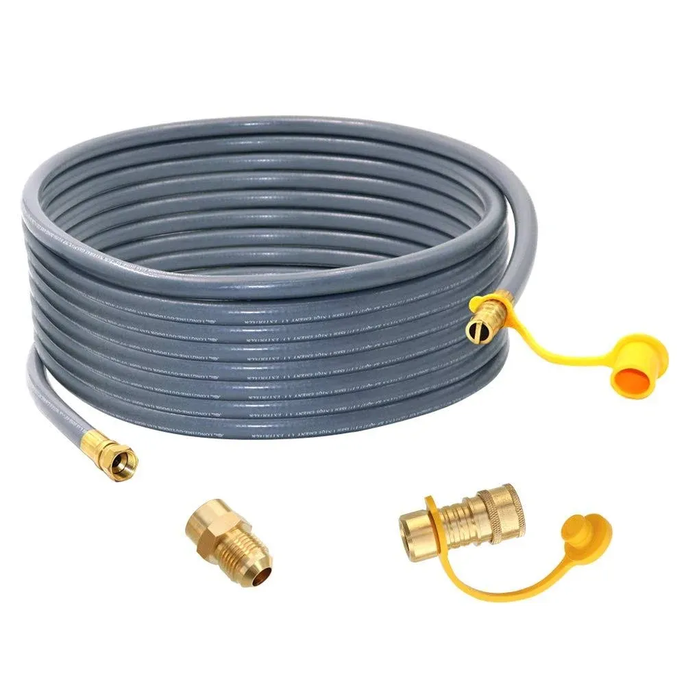 24 Feet 1/2-Inch Natural Gas Hose with Quick Connect Fitting for BBQ, Grill, Pizza Oven, Patio Heater and More NG Appliance, Propane to Natural Gas Conversion Kit - CSA Certified