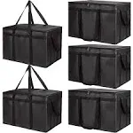 Bodaon 5-Pack Insulated Food Delivery Bag for Hot and Cold Meal, XXX-Large, Grocery Tote Insulation Bag for Catering, Pizza Warmer, Black