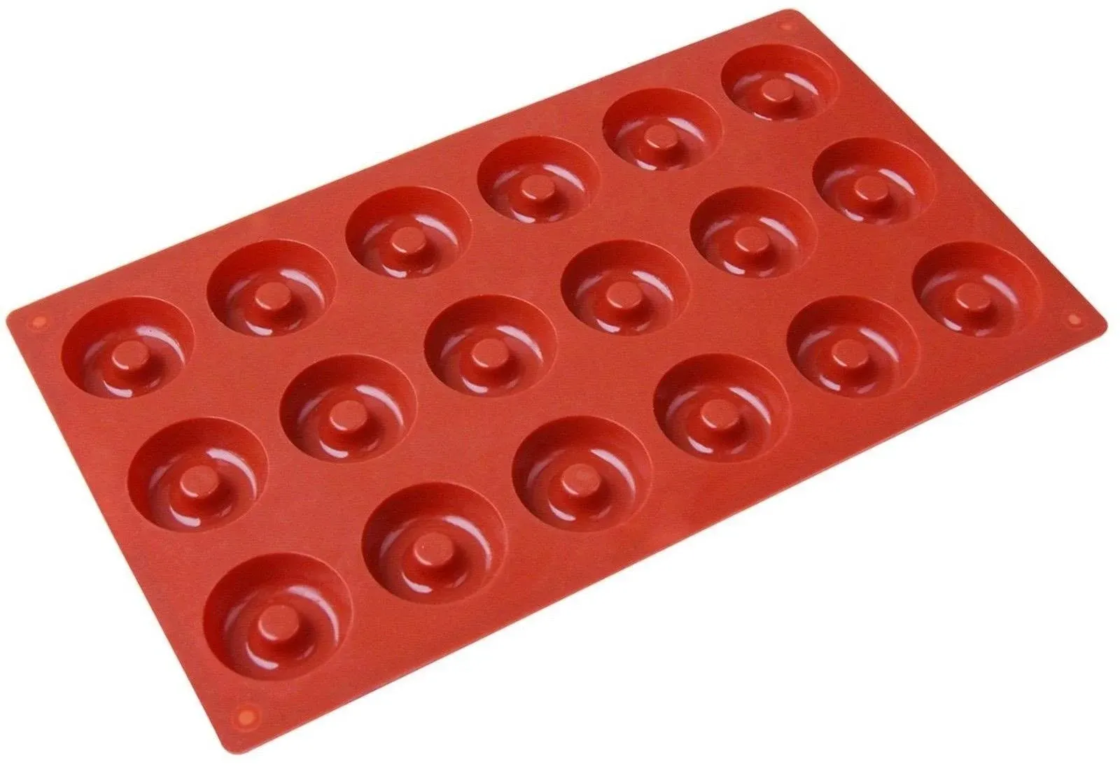 Ozera Silicone Mini Donut Pan, Muffin Cups, Cake Mold, Biscuit Mold, 18 Cavity, Red