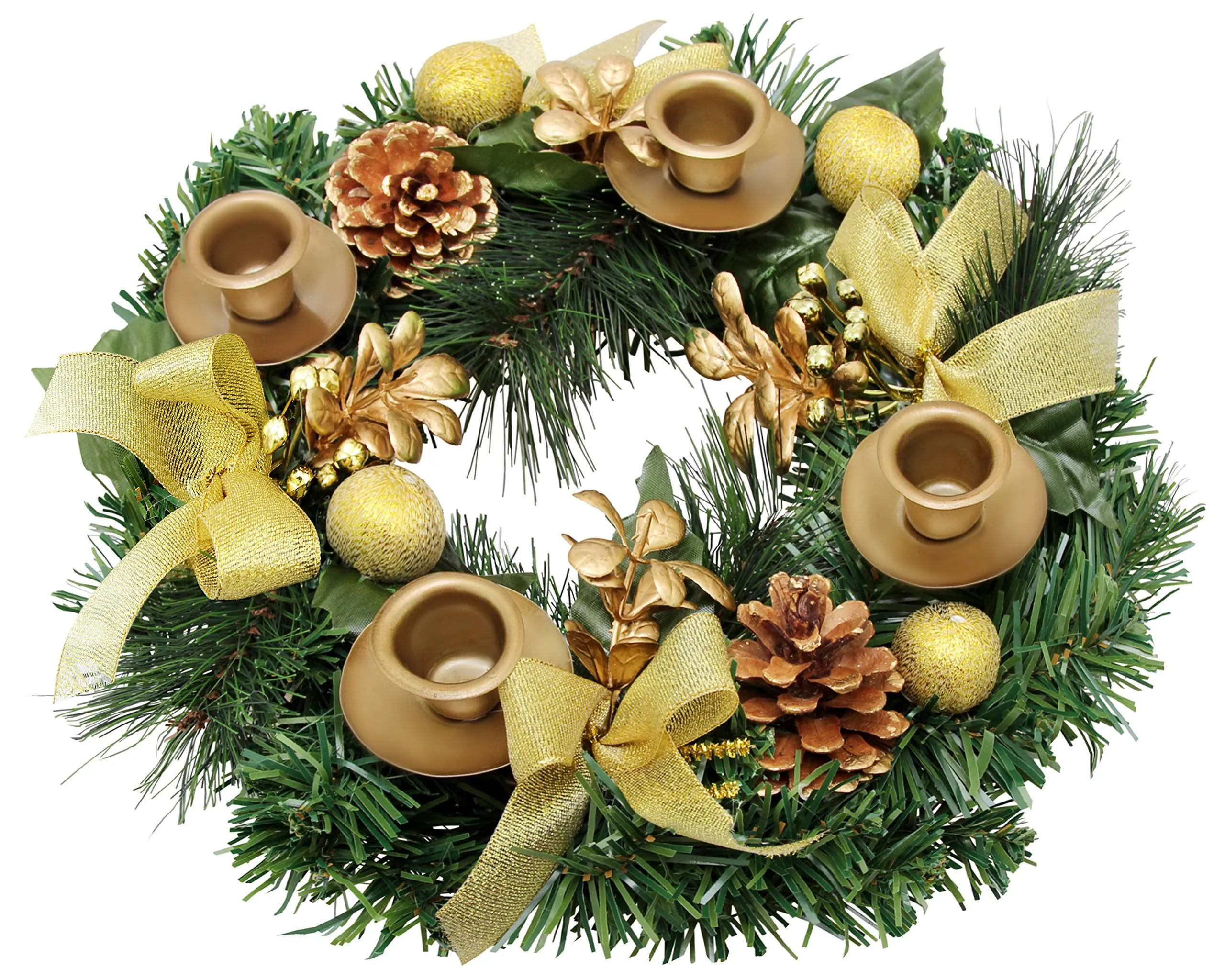 Traditional Christmas Advent Wreath. For Advent Calendar Season Candle Holder –Centerpiece Décor – Advent Candle Holder and X-mas Candles Decorations