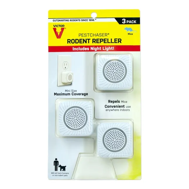 Victor PestChaser Indoor Ultrasonic Rodent Repellent with Nightlight