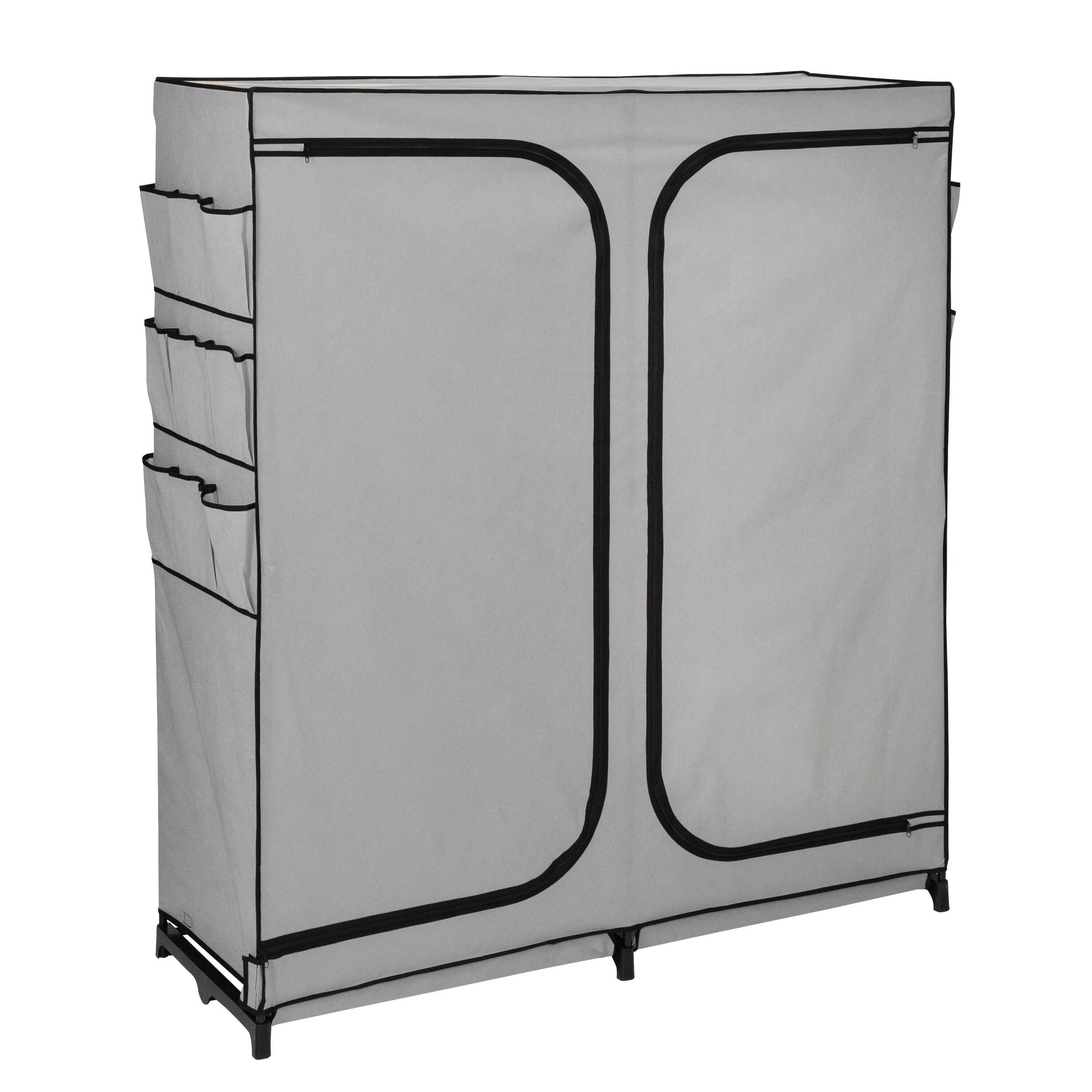 Honey-Can-Do 60-Inch Wide 2-Door Portable Wardrobe Closet with Cover & Side Pockets WRD-09197 Grey