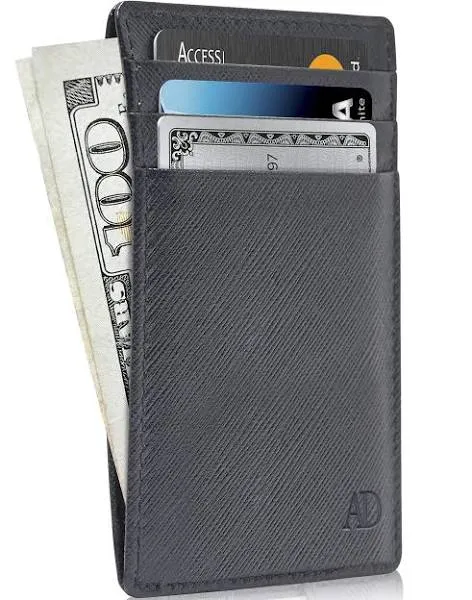 Access Denied Slim Minimalist Wallets For Men & Women Leather Front Pocket Thin Mens Wallet RFID Credit Card Holder Gifts For Men