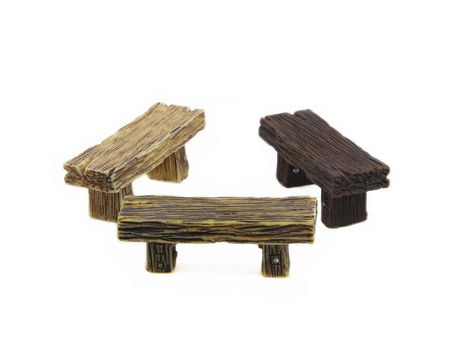 3pcs Mini Resin Bench Miniature Fairy Garden Bench Dollhouse Accessories Statue 