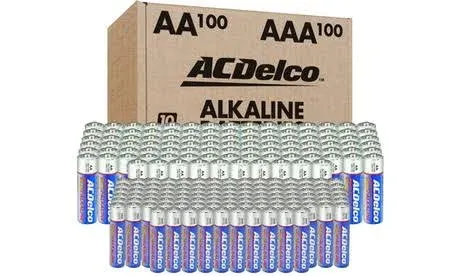 ACDelco AA and AAA 200-Count Combo Pack Super Alkaline Batteries, 100-Count Each, 10-Year Shelf Life, Reclosable Packaging