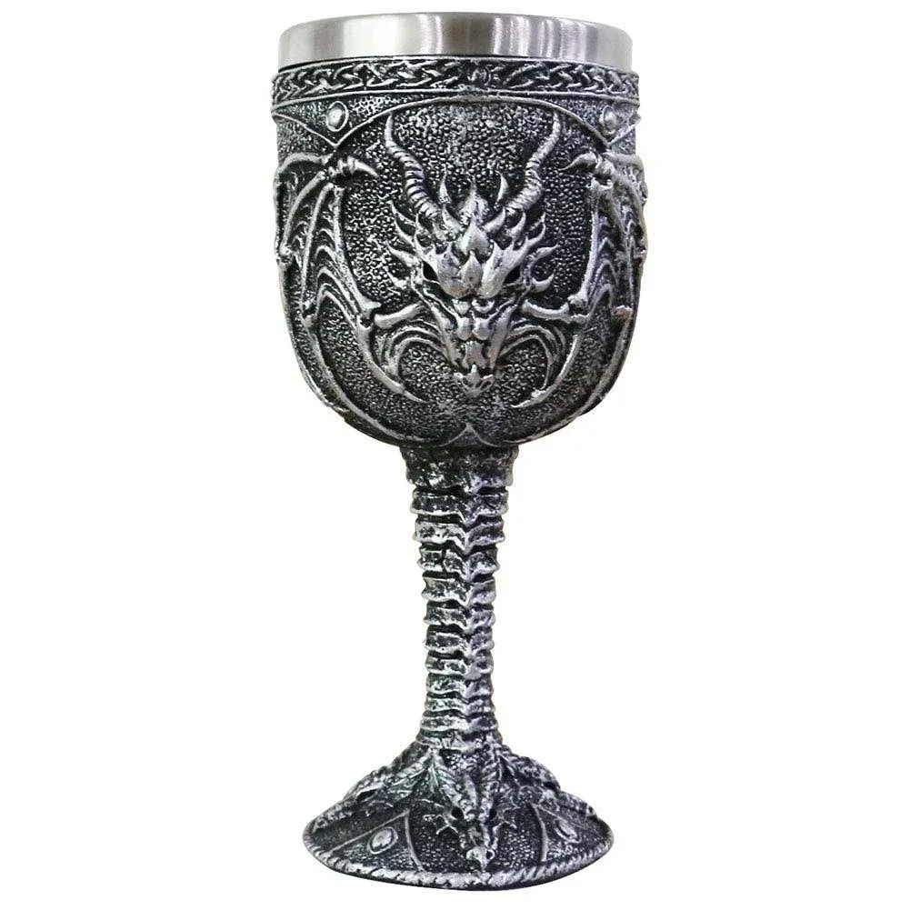 alikiki Medieval Roaring Dragon Wine Goblet - 7oz Dungeons and Dragons Goblet Fantasy Dragon Chalice Cup Ideal Novelty Gothic Father Day Gift Party Idea Drinking Cup