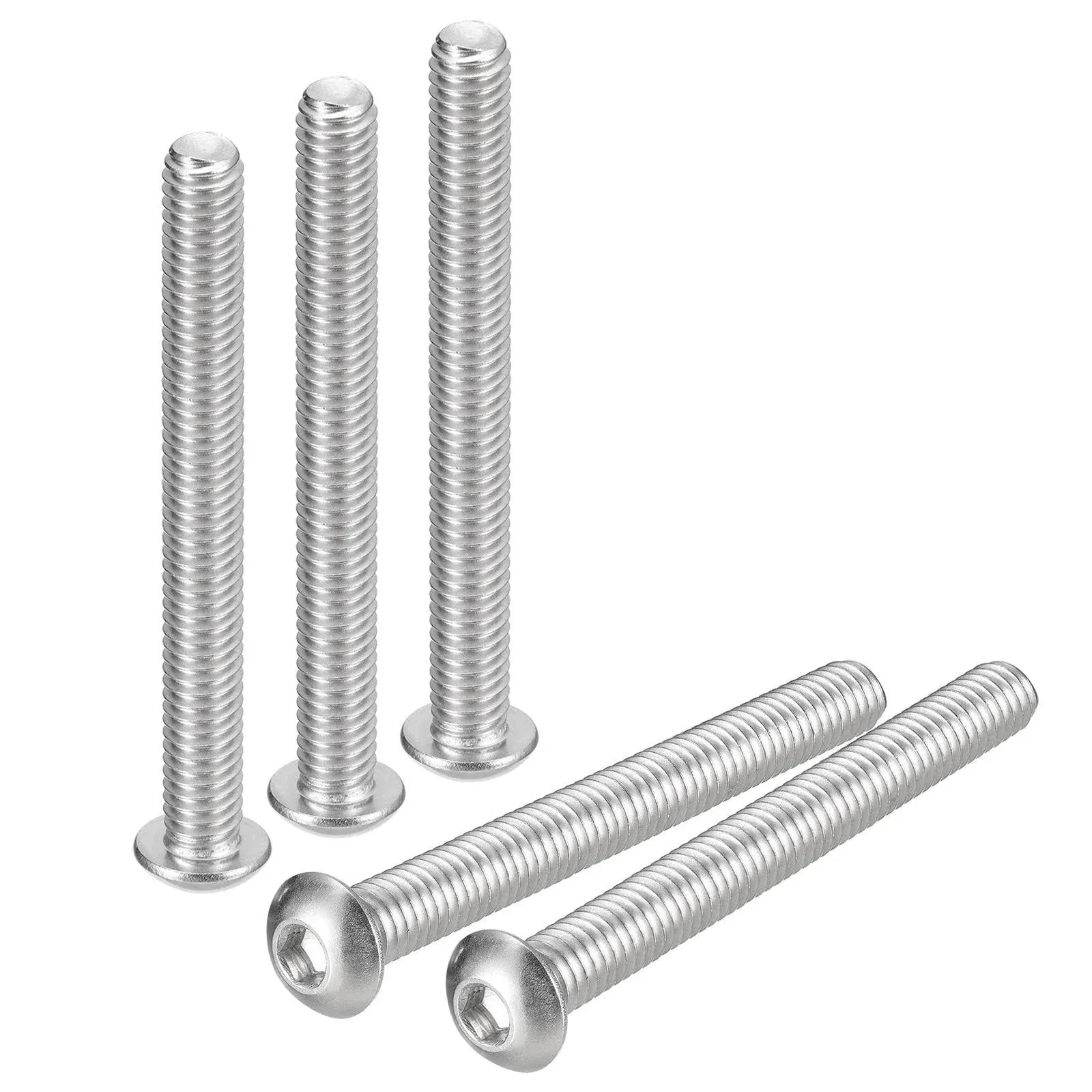 5/16-18x4&#034; Button Head Socket Cap Screws, 5pcs 304 Stainless Steel Screws