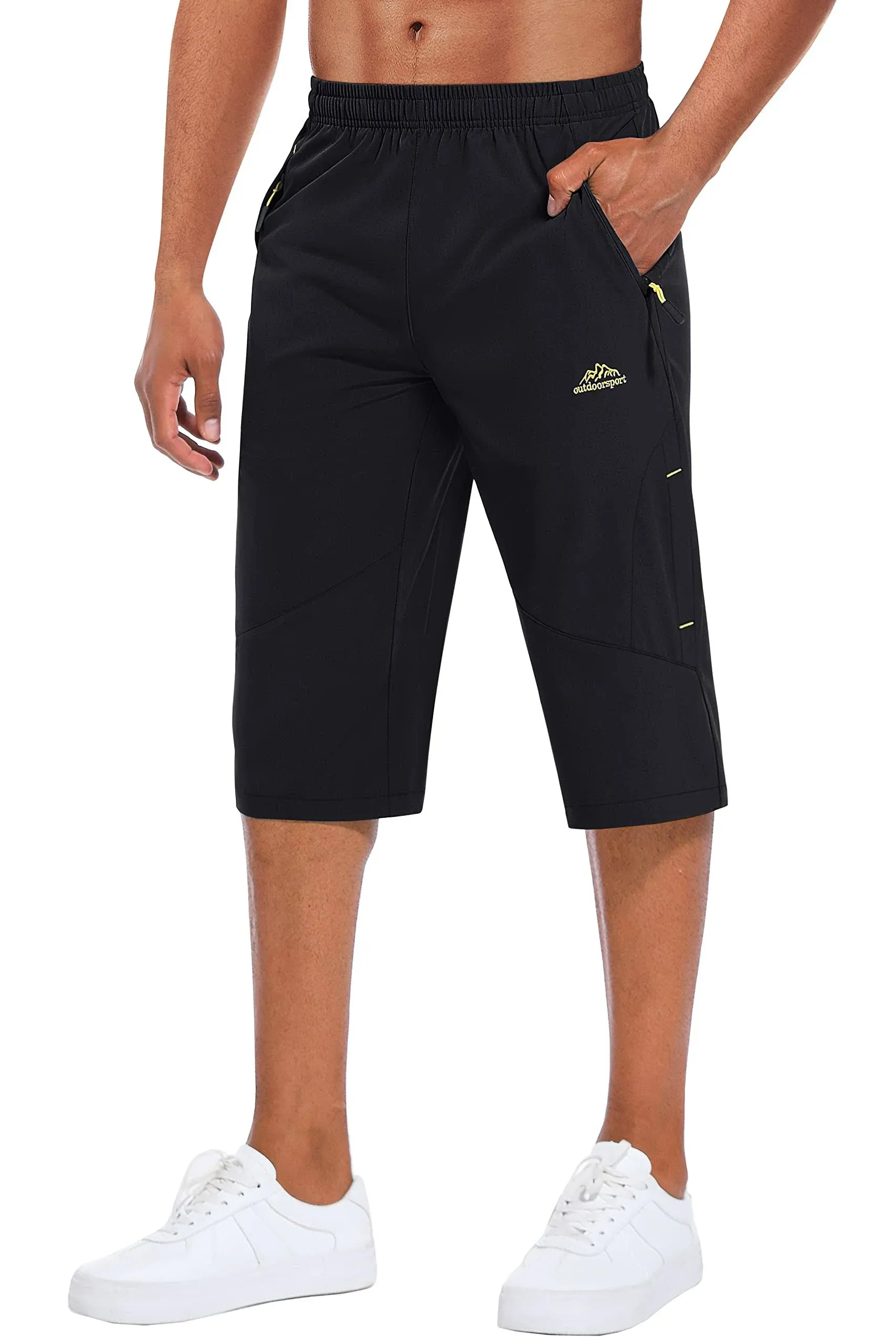 MAGCOMSEN Men's Capri Shorts Quick Dry Below Knee 3/4 Capri Pants with Zipper ...