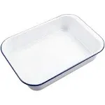 Webake Enamelware 9x13 Baking Pan with Lid Oblong Cake Pan Enameled Steel Roasting Pan Baking Dish Lasagna Pan Food Containers