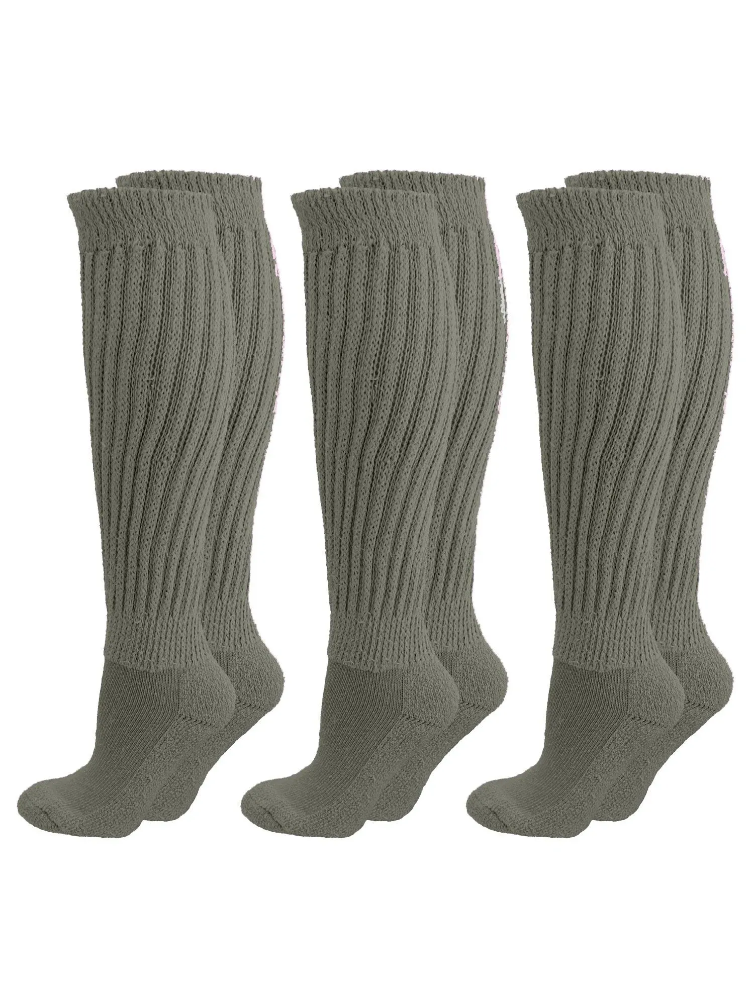 Luxury Divas All Cotton 3 Pack Extra Heavy Slouch Socks Made In USA