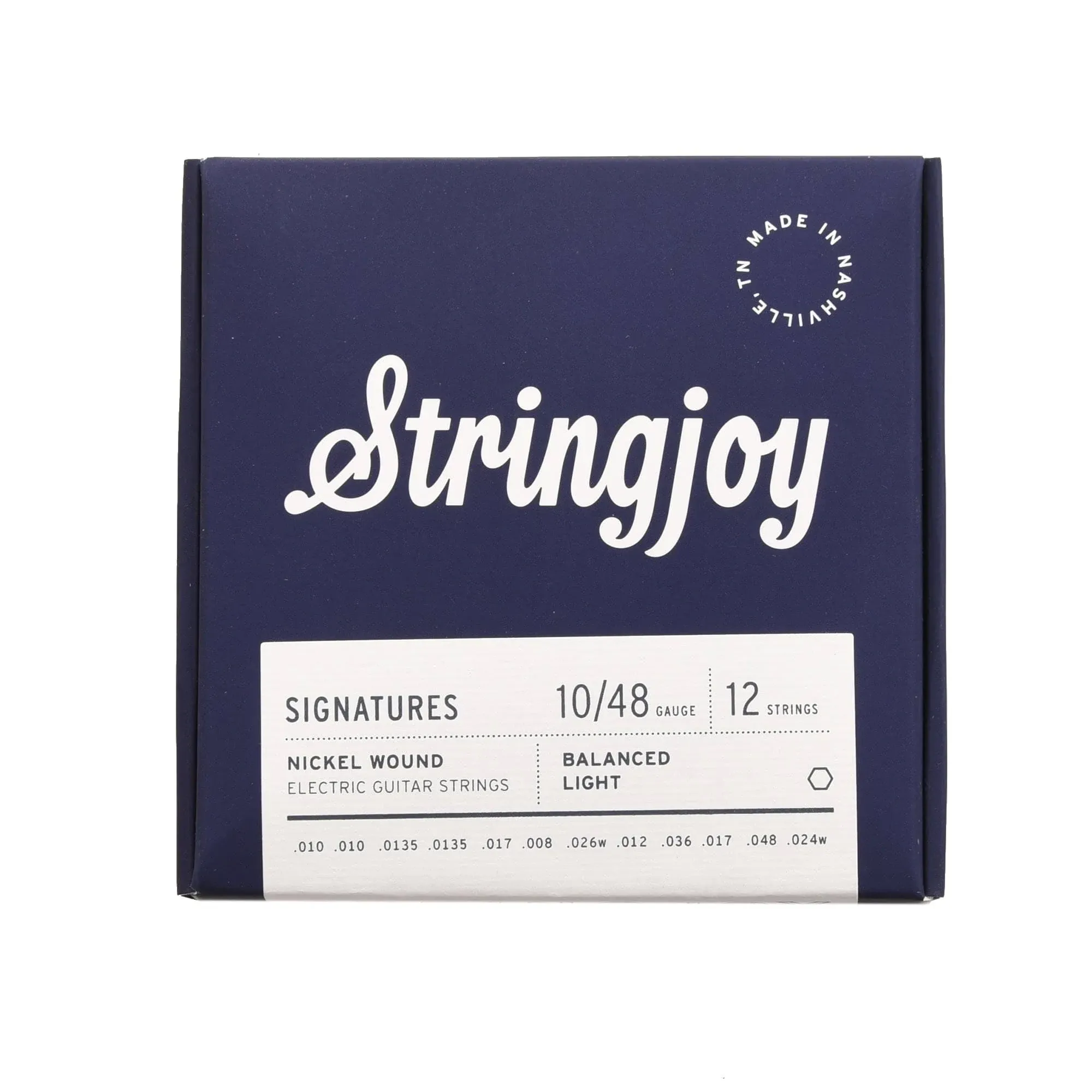 Stringjoy BAL1024 12 String Signatures Nickel Electric Guitar Strings, (Balanced Light Gauge, 10-48)