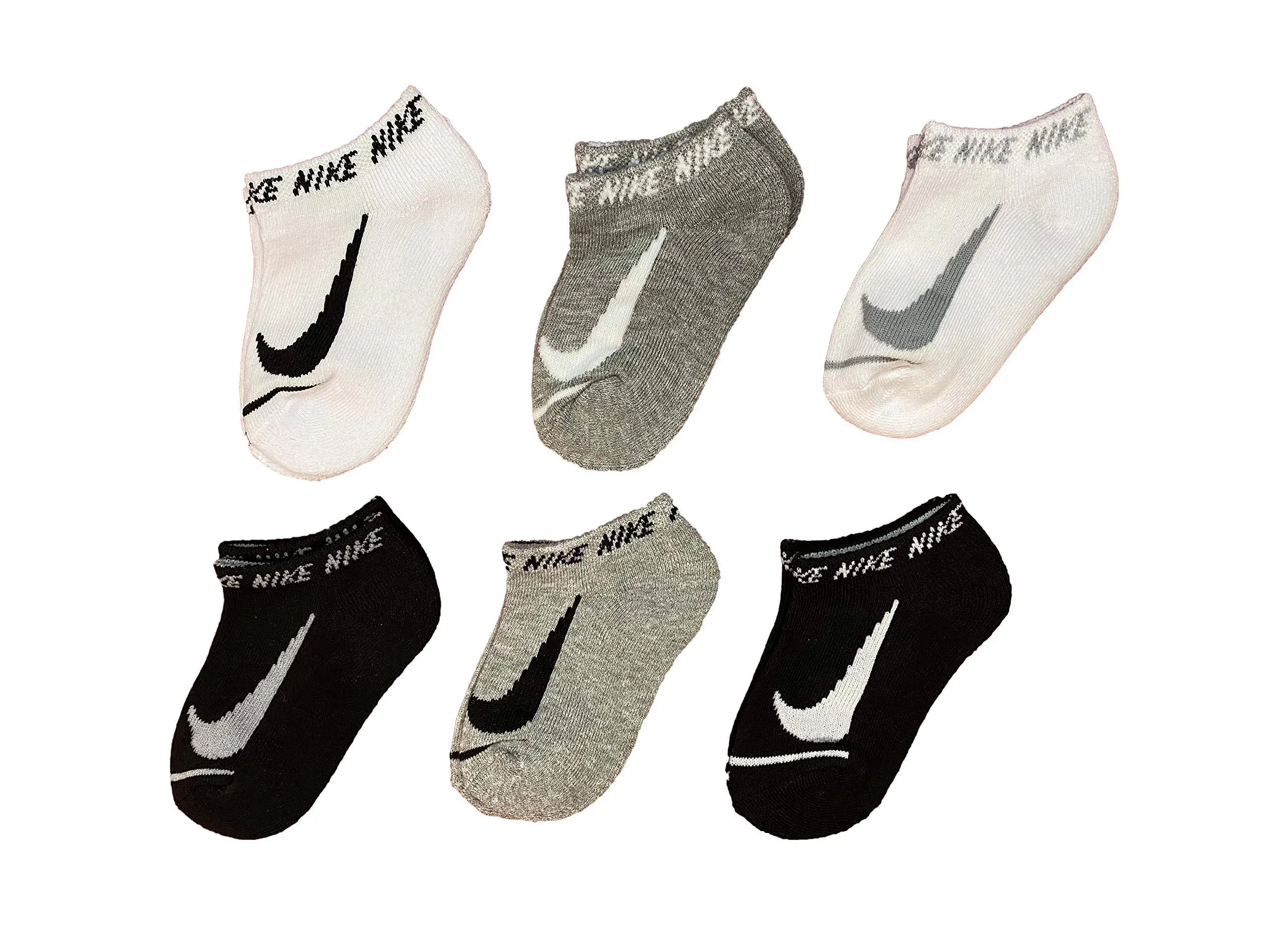 Nike Boys No Show Cushioned Athletic Youth Kids Socks 6 Pack Shoe Size 10c-3y