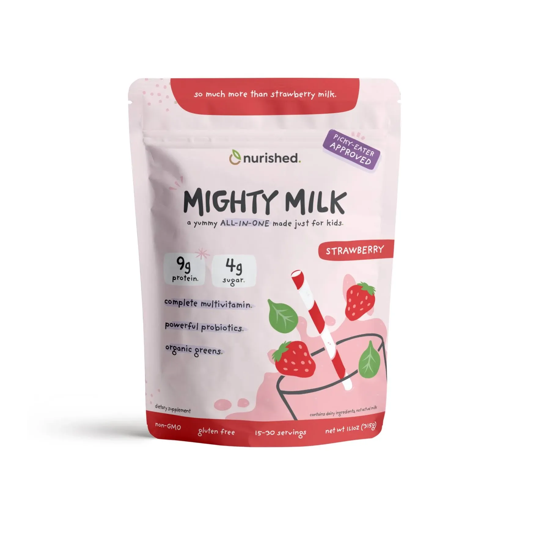 Mighty Chocolate Milk - Kids Daily Protein Powder Boosted with 2 Billion Probiotics and Organic Spinach Leaves - Natural Flavors Colors and Sweeteners - 15-30 Servings