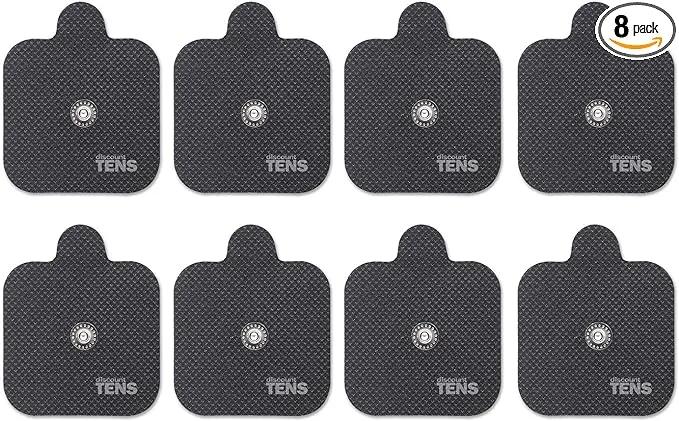 Discount TENS, Compex Easy Snap Compatible TENS Electrodes, 8 Premium Replacement Pads for Compex TENS Units. (2 inch x 4 inch)