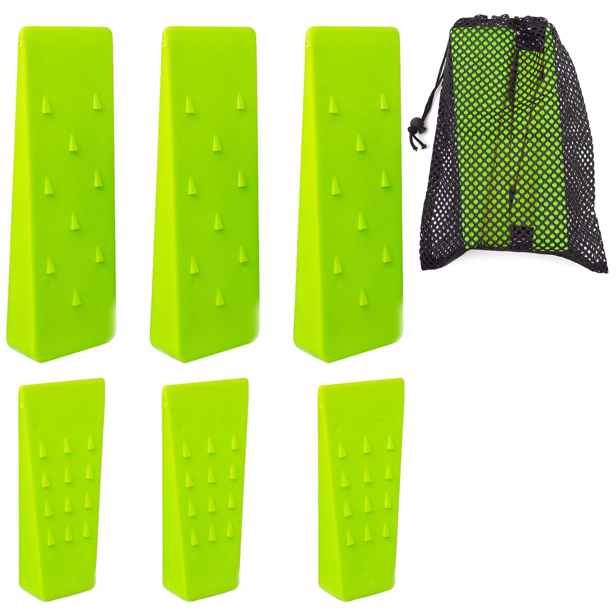 6 Pack Tree Felling Wedges with Spikes for Safe Tree Cutting – 3 Each of 8” and 5.5” Wedges with Storage Bag; 6 Felling Dogs to Guide Trees Stabilize and Safely to Ground for Loggers and Fallers