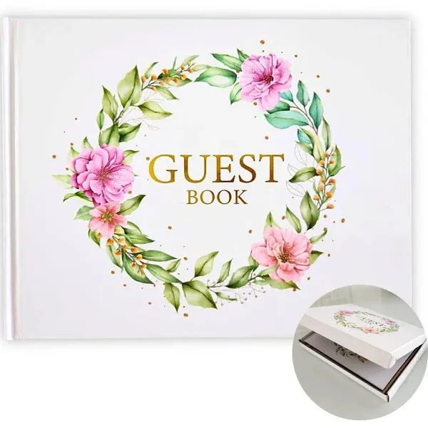 Elegant Guest Book, Guestbook Includes Gift Box, hardcover Guest Book Wedding Reception, Baby Shower Guest Book with Beautiful Design, Graduation Guest Book, Wedding Guest Book