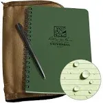 Weatherproof Side Spiral Set: 4.625-inch x 7-inch Green Notebook with Rain Pen