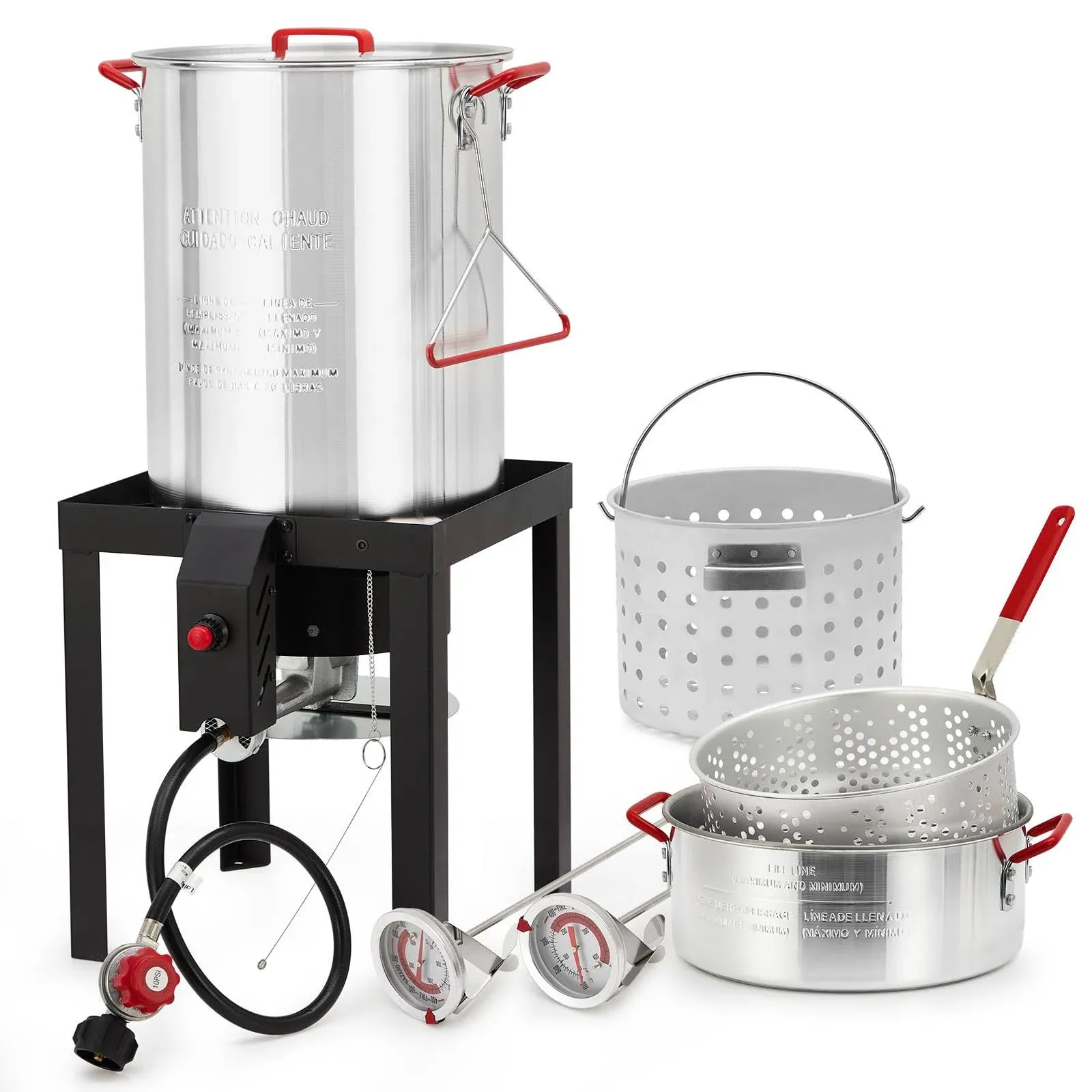 ACONEE 30 qt Turkey Deep Fryer & 10 qt Fish Fryer Kit, Aluminum Seafood Crawfish ...