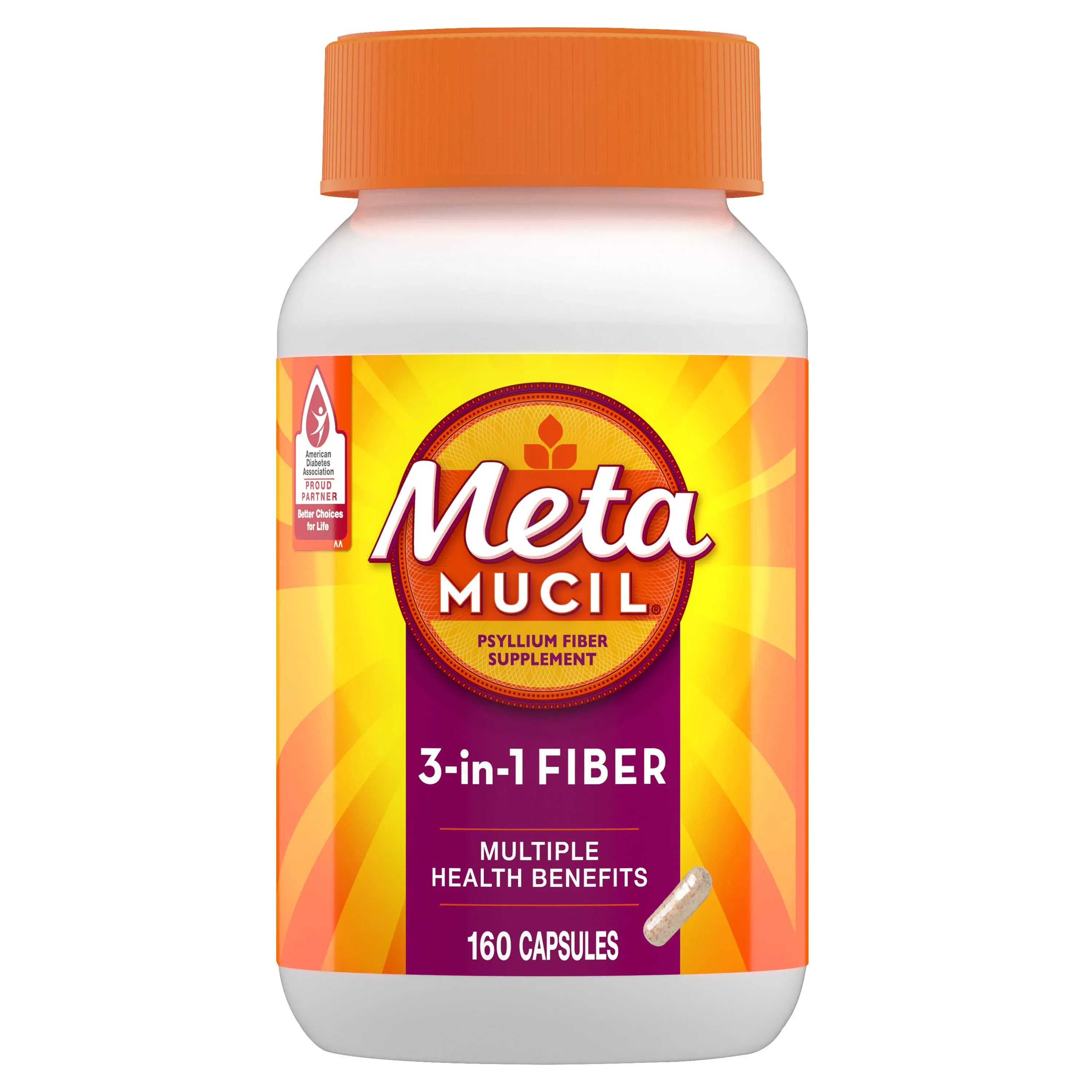 Metamucil Capsules, 3-in-1 Fiber, Digestive Health - 160.0 ea