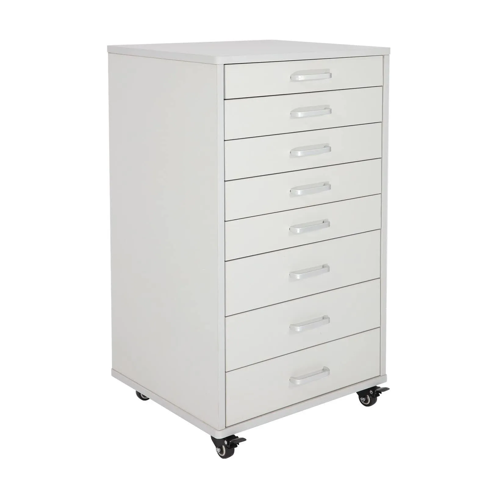 Medical Dental Assistant's Mobile Cabinet Alabama Cart Utility Cart 7 Drawer with Handle, Easy to Pull Out and Push Back. White