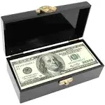 Dnoifne Black Acrylic Lockable Cash Box, Money Holder, Cash Organizer, Single Row Currency Tray, Money Storage Box