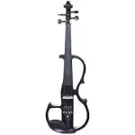 Cecilio CEVN-2BK Style 2 Silent Electric Solid Wood Violin with Ebony Fittings in Metallic Black, Size 4/4 (Full Size)