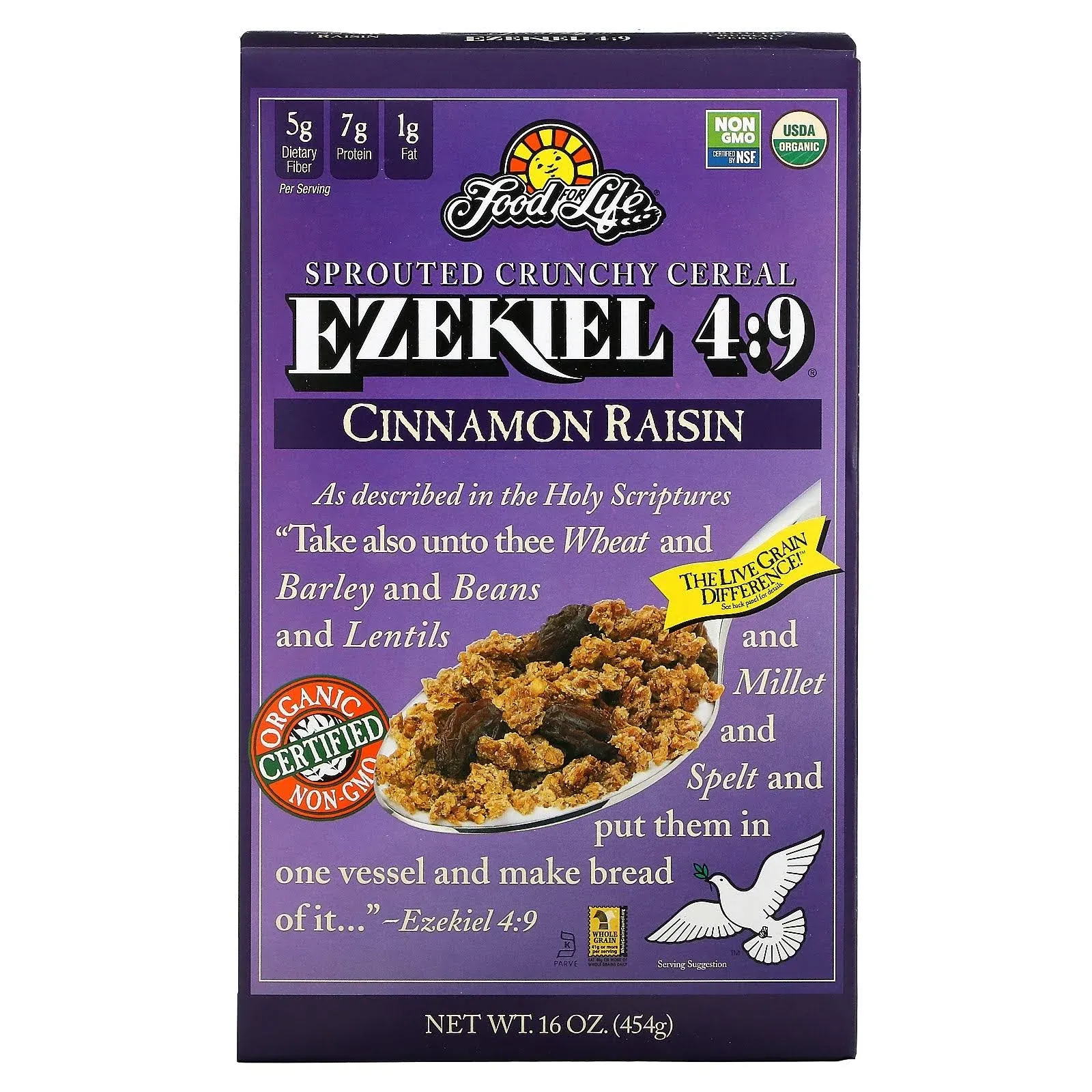 Food For Life, Ezekiel 4:9, Sprouted Whole Grain Cereal, Cinnamon Raisin, 16 oz ...