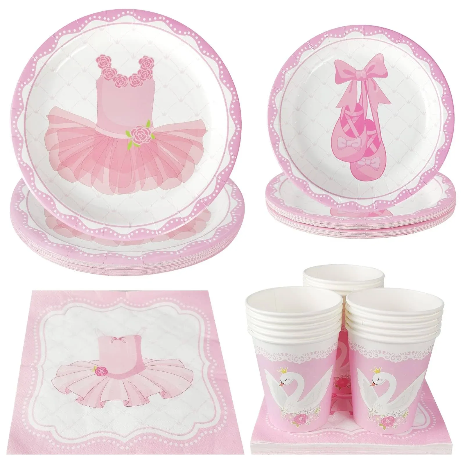 Ballerina Party Pack Serves 16 Guest -Including Dinner Plates Luncheon Napkin...