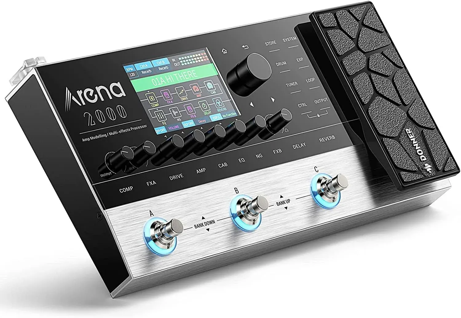 Donner Multi Effects Pedal, Arena 2000 Multieffects Processors Guitar Pedals with 278 Effects, 100 IRs, Looper, Drum Machine, Amp Modeling, Support XLR, MIDI IN