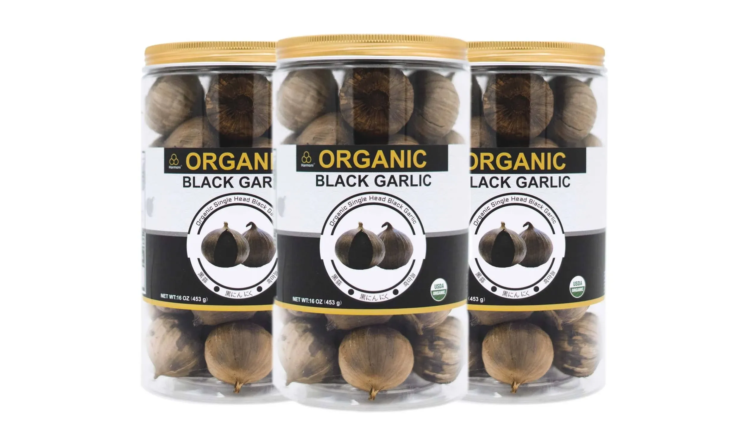 USDA Organic Black Garlic 453g Black Pearl Garlic Jar 1LB 100% Whole Black Ga...