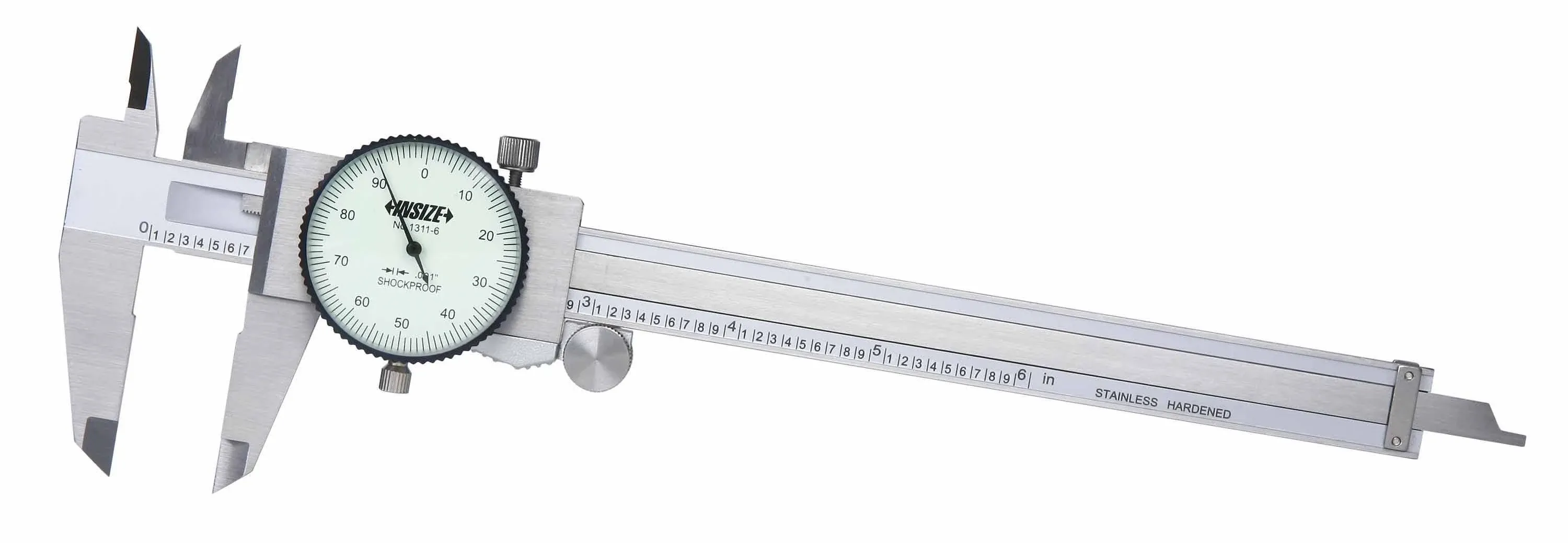 Dial Caliper, 0-6"Range, White, 1-1/2"Jaw D