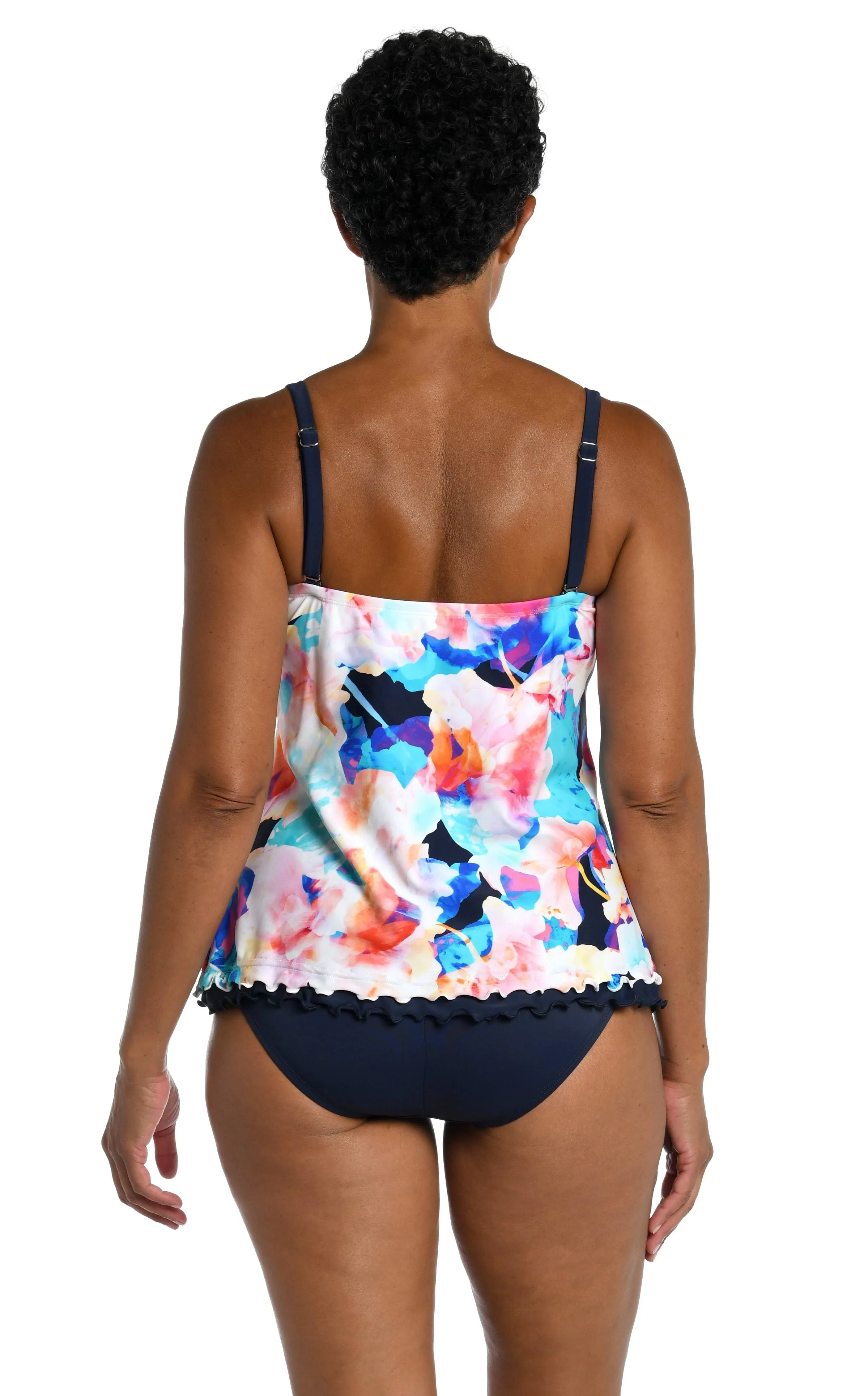 Women's Maxine Ruffled Bandeau Swim Tankini 8 Illusion Blossoms