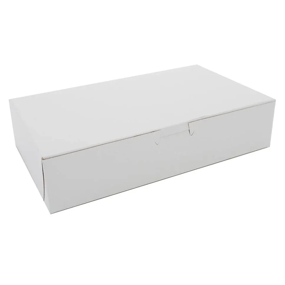 Southern Champion Tray 0967 Premium Clay Coated Kraft Paperboard White Non-Window Lock Corner Bakery Box, 10" Length x 6" Width x 2-1/4" Height