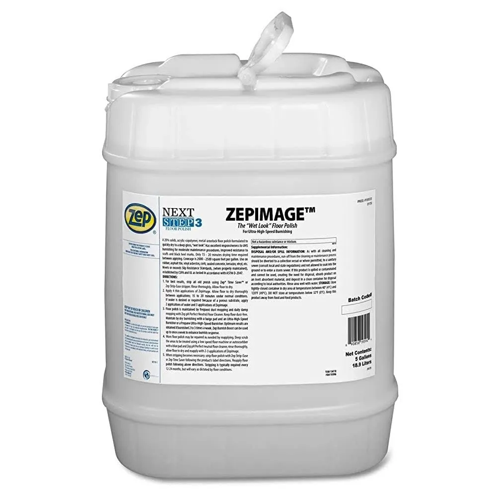 Zep ZepImage The Wet Look Floor Polish for Ultra-High Speed Burnishing - 5 Gallon ...