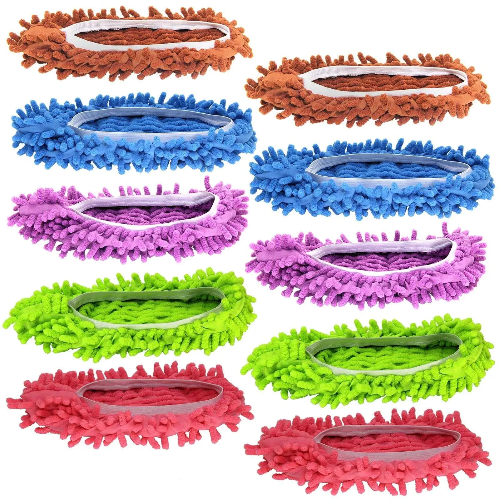 Keeytaa 10 Pcs (5 Pairs) Mop SlippersMop ShoesDust Duster Mop Socks for