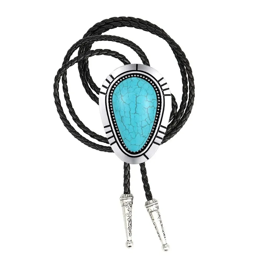 HUABOLA CALYN Bolo tie, Handmade Round Shape Western Cowboy Bola tie black