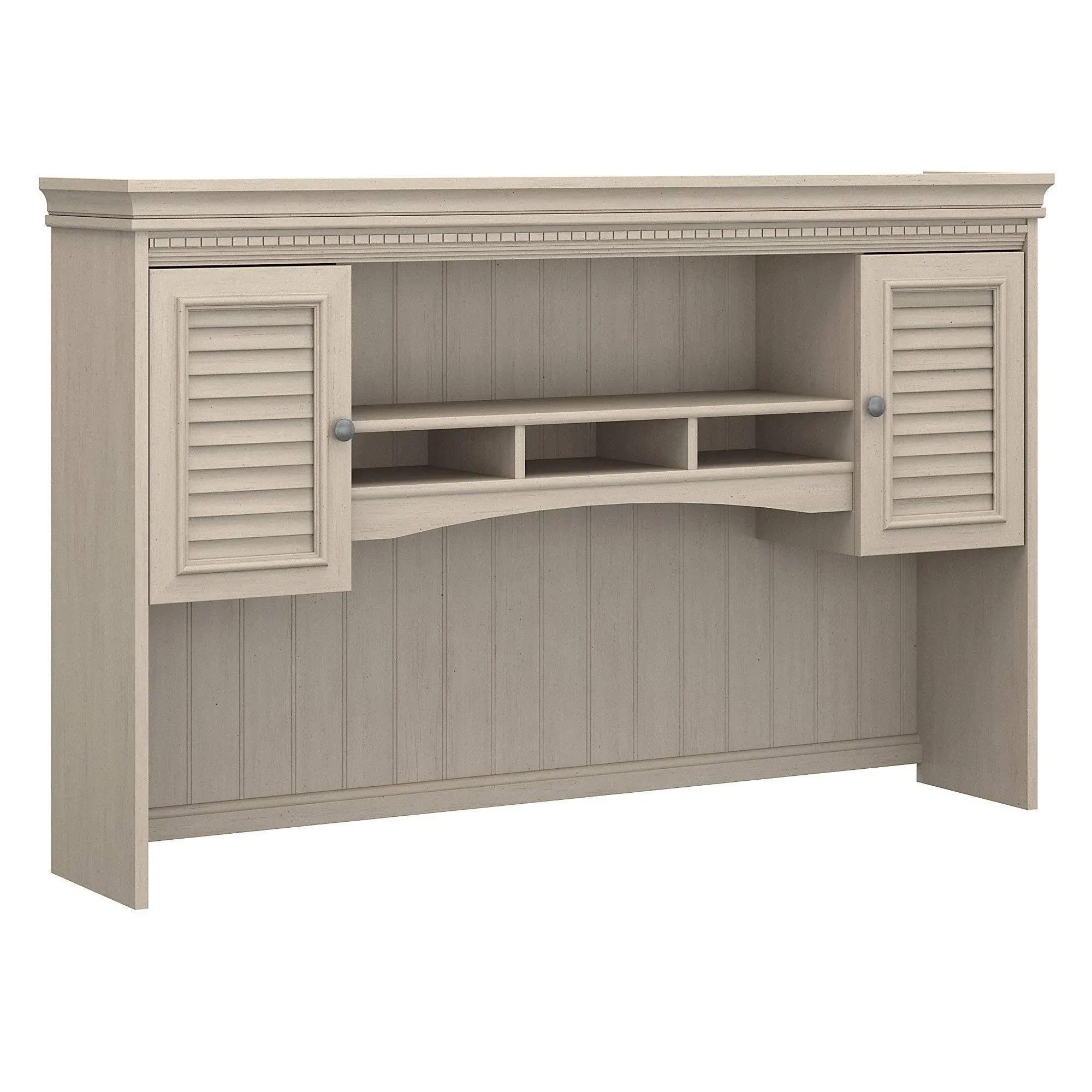 Bush Furniture Fairview 60W Hutch for L Shaped Desk in Cape Cod Gray, Attachment with Shelves and Cabinets for Home Office