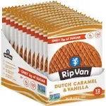 Rip Van Wafels Gluten-Free Dutch Caramel & Vanilla Stroopwafels, Healthy Snacks, Non-GMO, Low Sugar (6g), Low Calorie, 12 Count