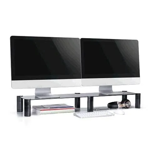 Mount Plus MP-AMS-12 40" Extra Long Monitor Tempered Glass Height Adjustable ...