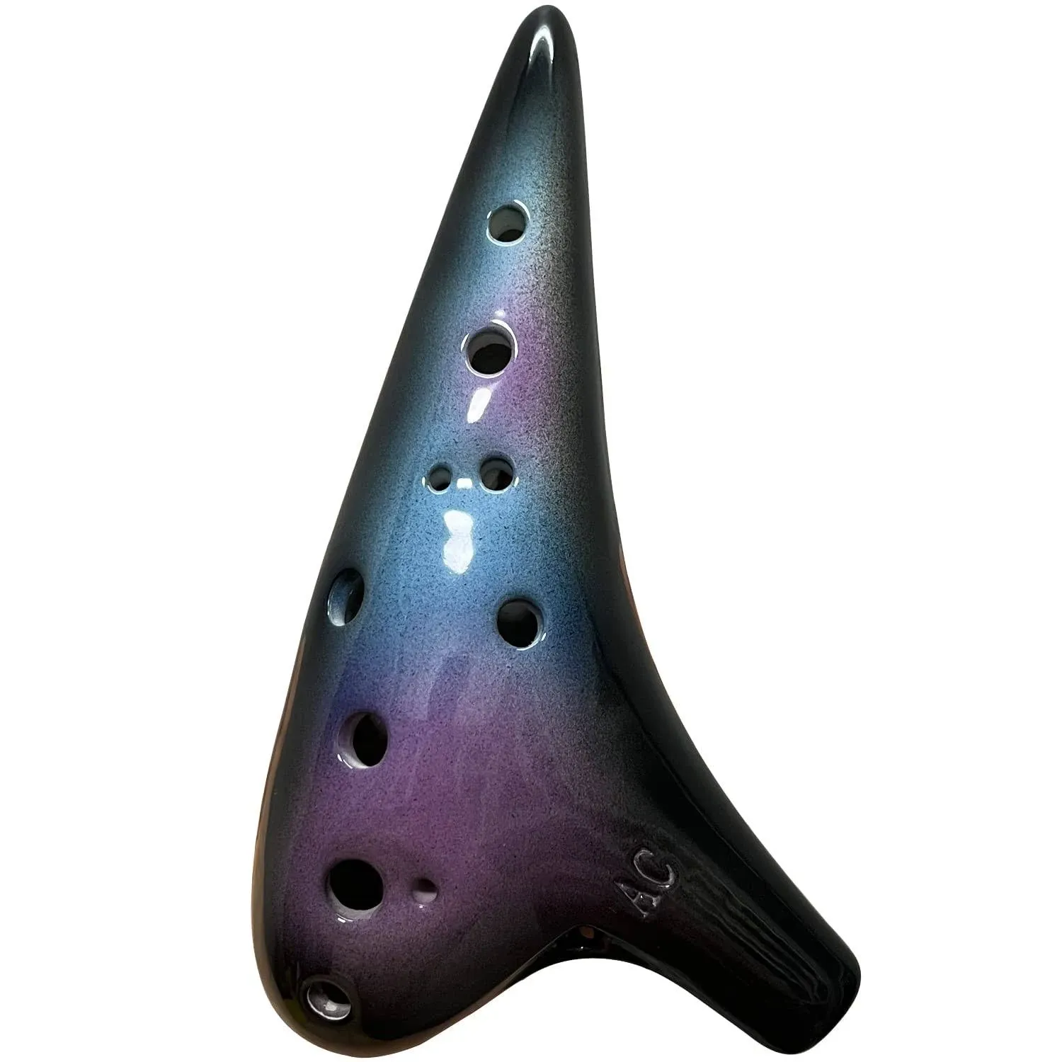 12 Hole Ocarina Instrument With Song Book for Beginner,Alto C Ceramic Ocarina(Starry Blue & Purple & Black)