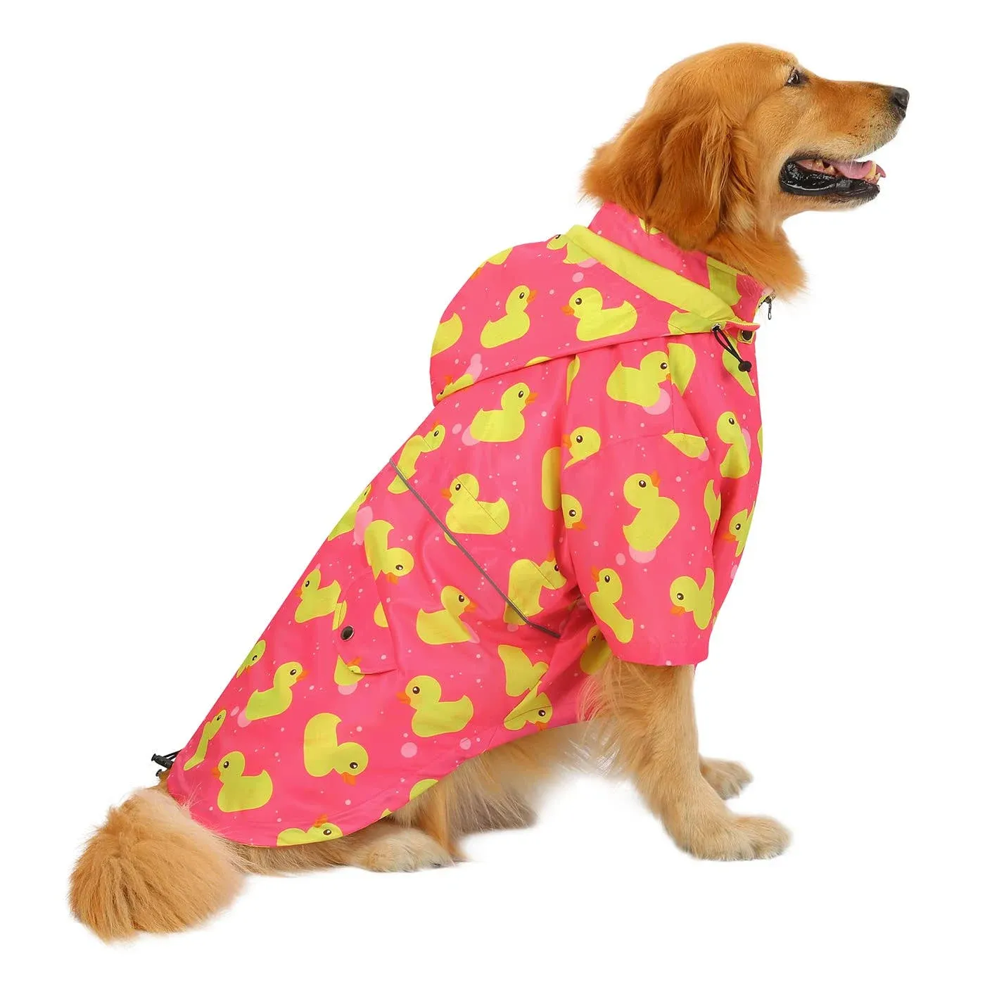 Hde Dog Raincoat Double Layer Zip Rain Jacket with Hood for Small to Large Dogs ...