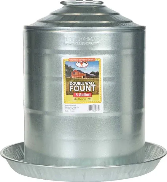 5 Gallon Double Wall Metal Poultry Fount