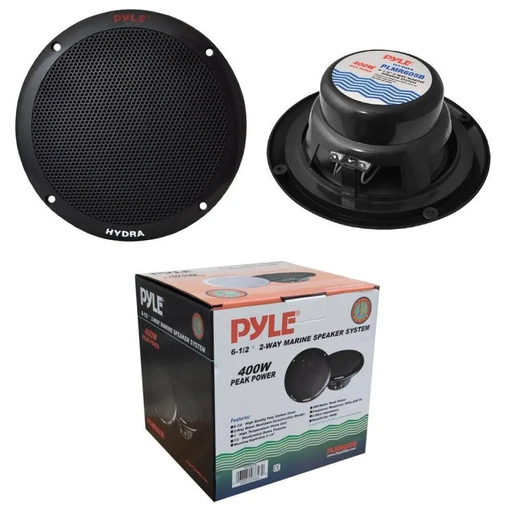 Pyle PLMR605B 6 1/2&#039;&#039; Dual Cone Marine Speakers - Black 400W Max