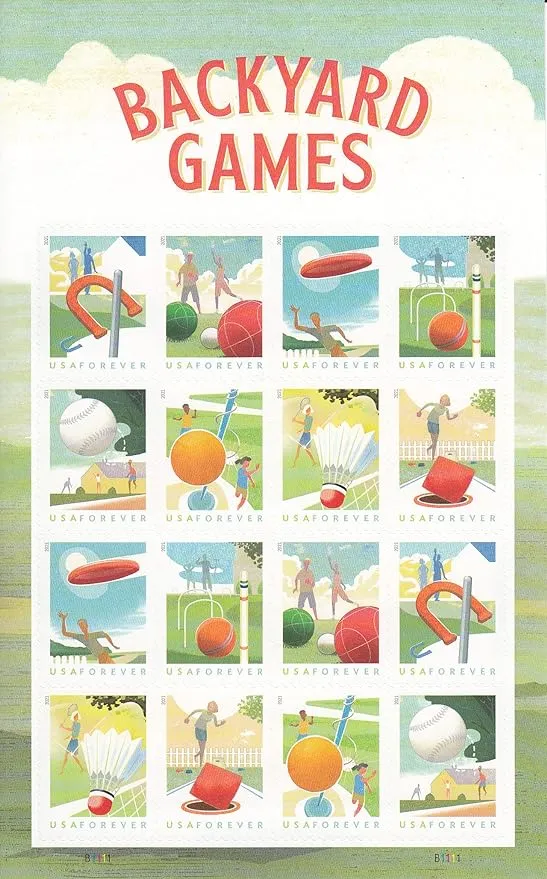 Backyard Games Sheet of 16 Authentic Forever Postage Stamps, 481204