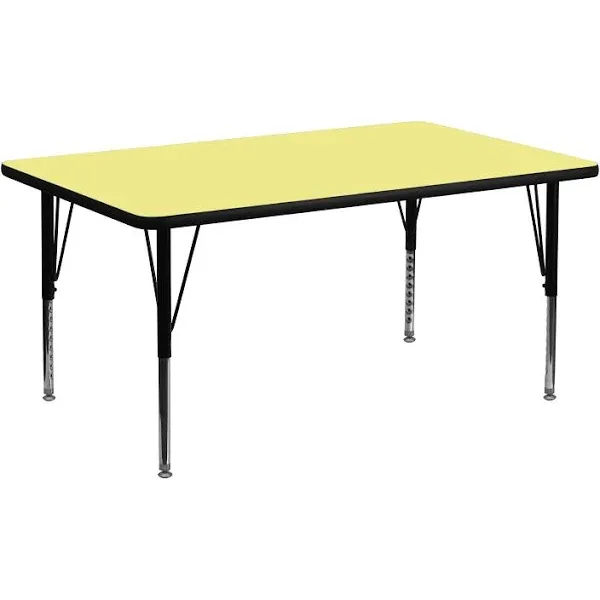 Flash Furniture 48''W Rectangular Thermal Laminate Activity Table With Short Height-Adjustable Legs, Yellow