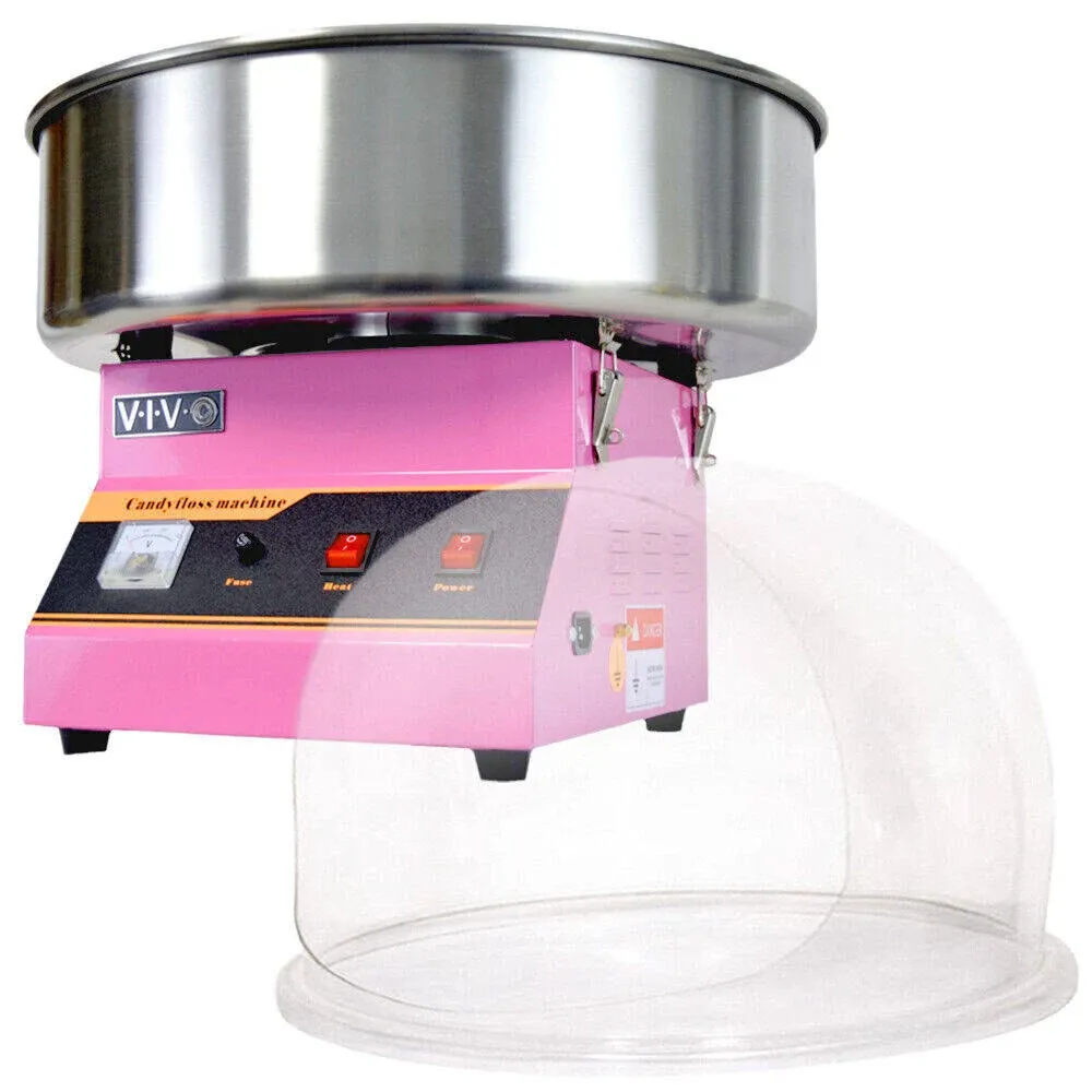 Pink Electric Commercial Cotton Candy Machine with Bubble Shield Vivo