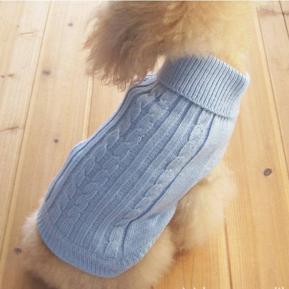 Tangpan Turtleneck Classic Straw-Rope Pet Dog Sweater Apparel Blue,XXL