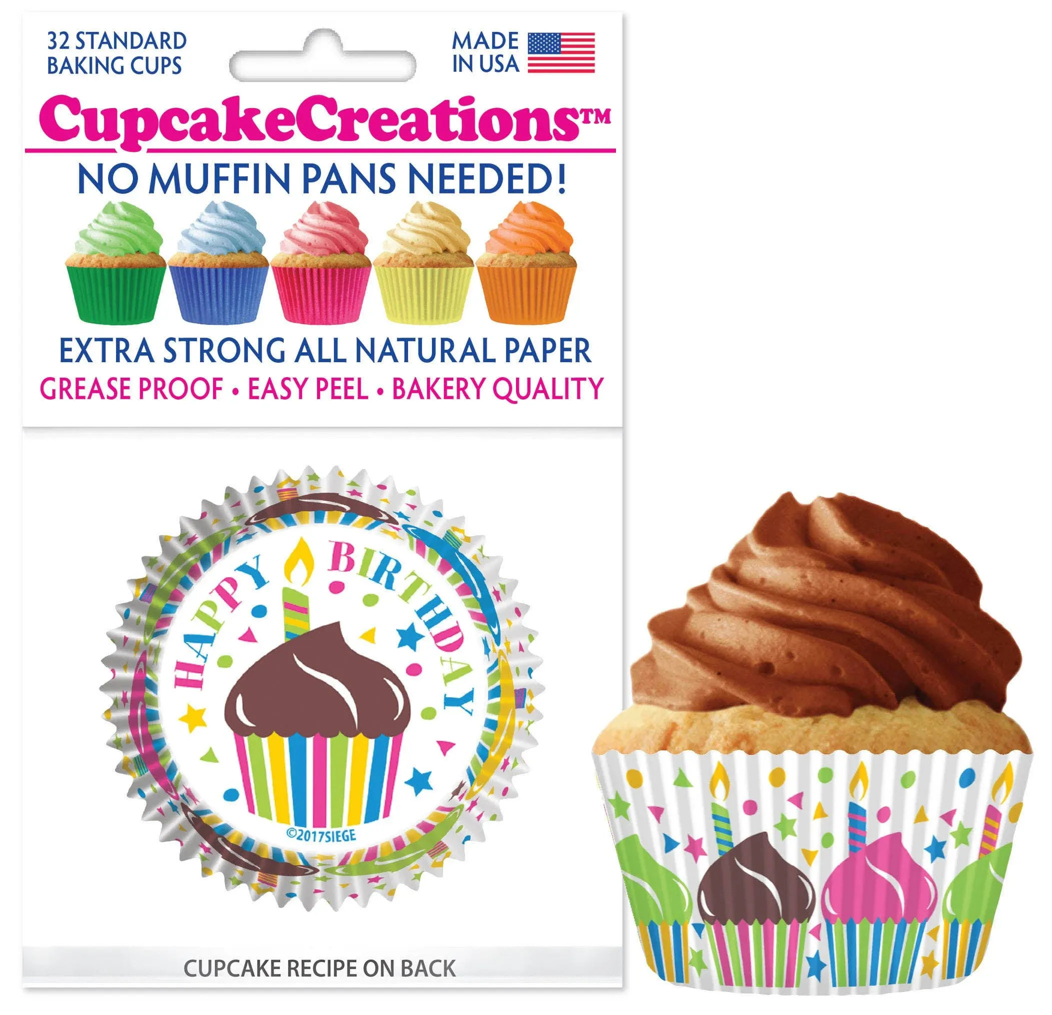 Birthday Cupcake Liner, 32 Pack